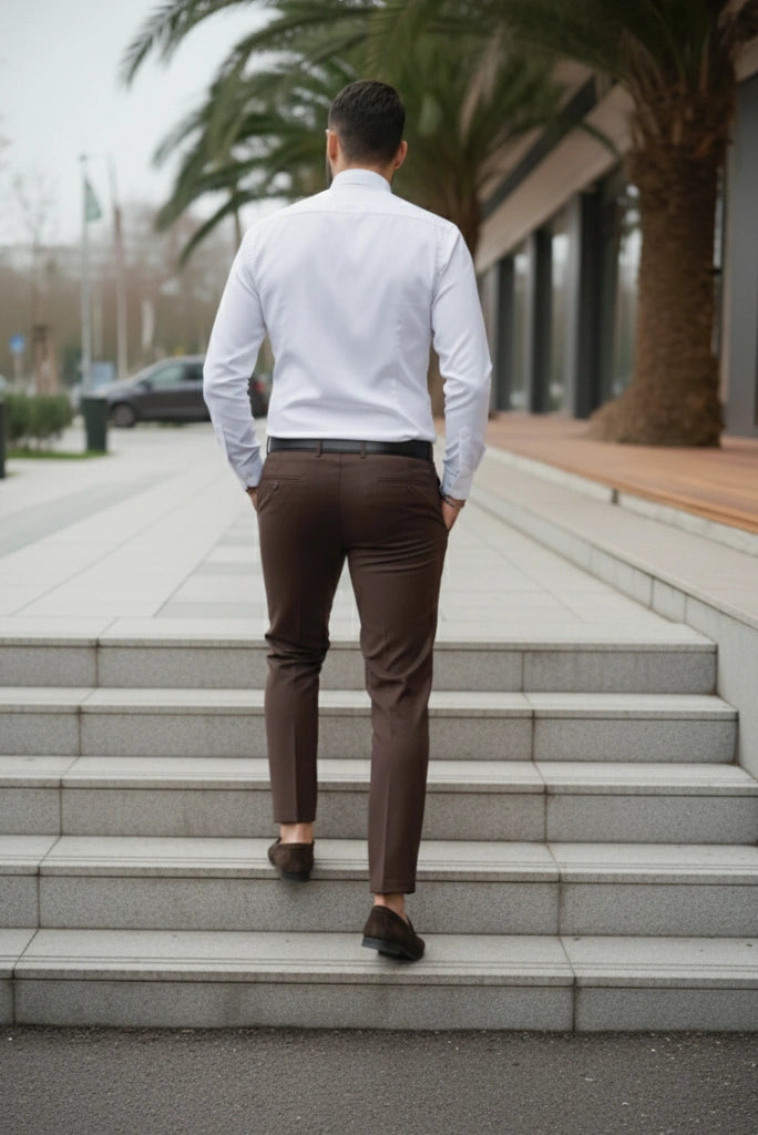 Men Brown Formal Premium Trouser-Back