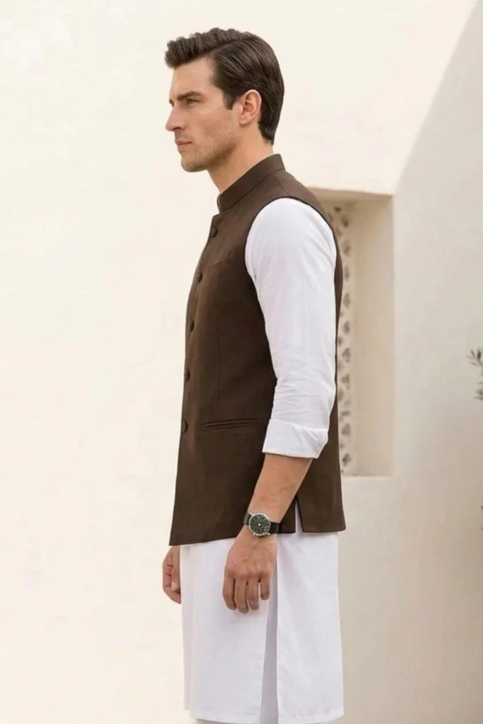 Brown Casual Party Waistcoat for Men&