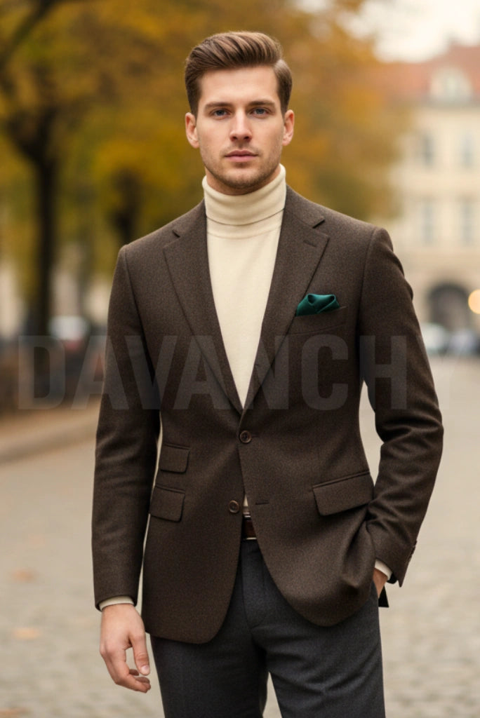 Men tweed blazer-Front