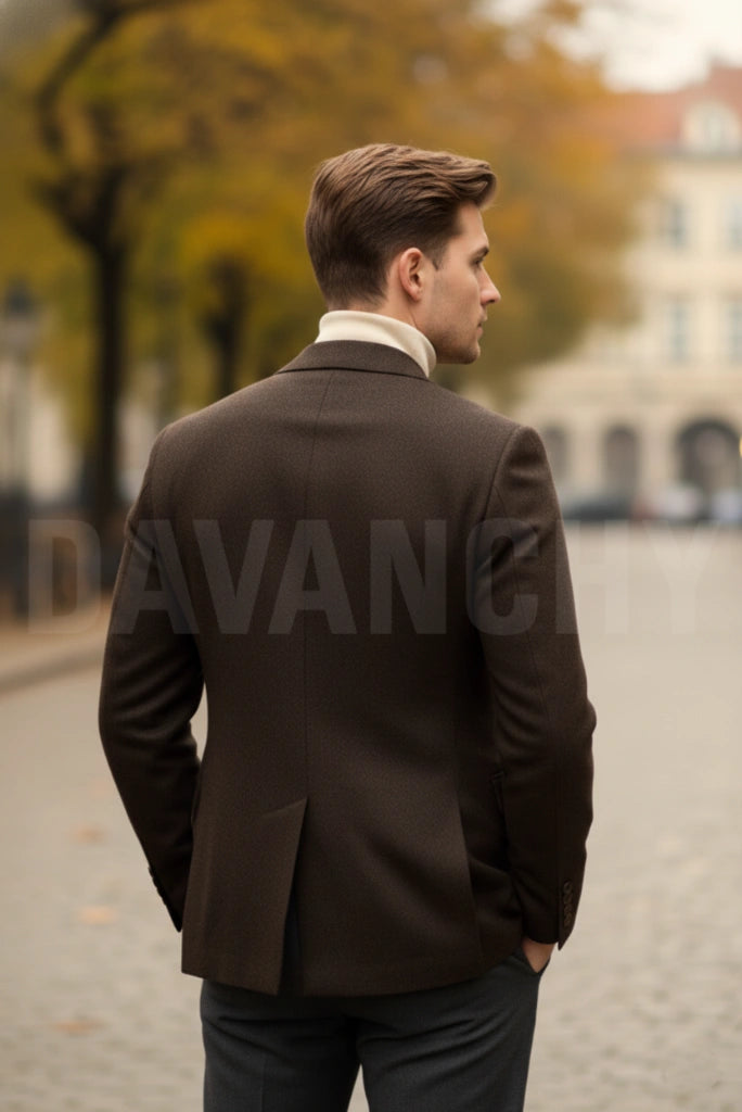 brown wedding coat for men-Back