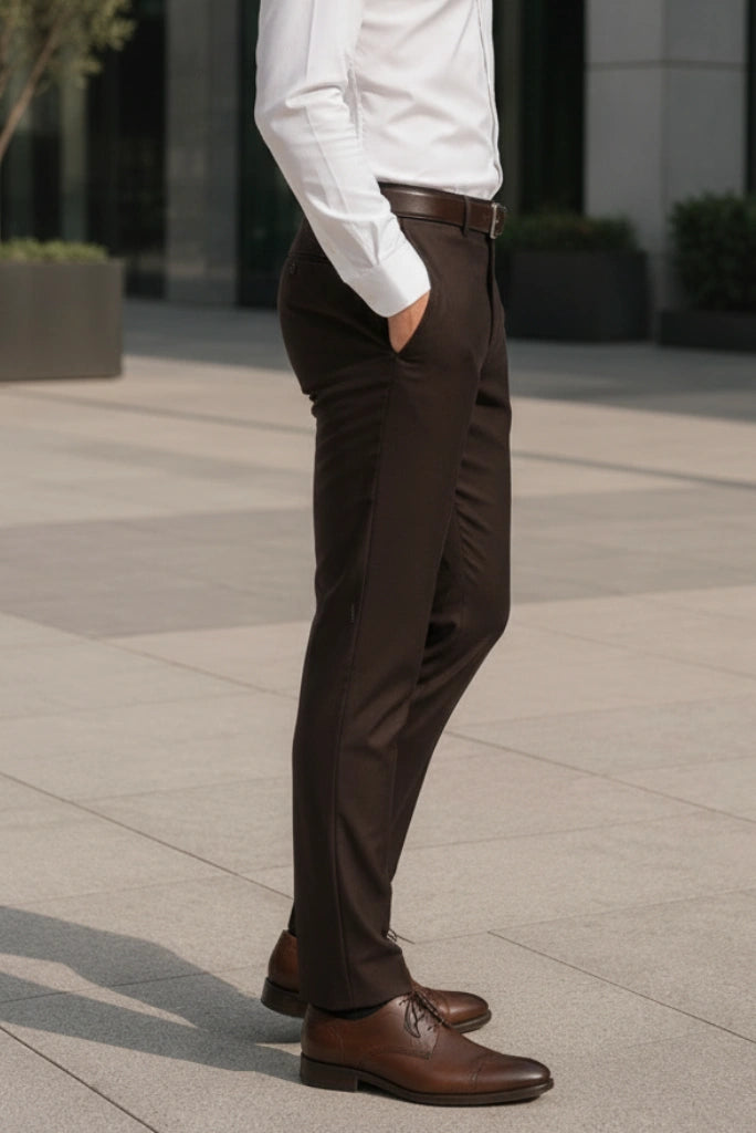Men brown formal trouser-Side