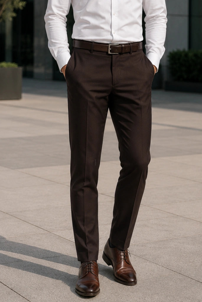 Brown formal pant for men-Front