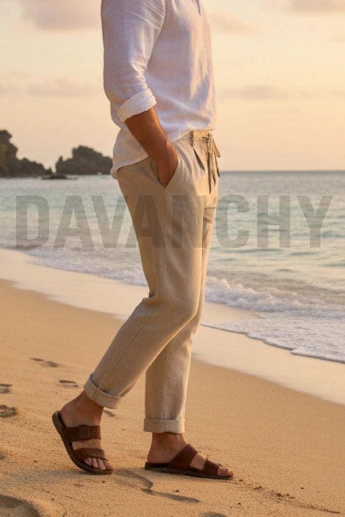 Men Ham folding front pleated trouser-Side