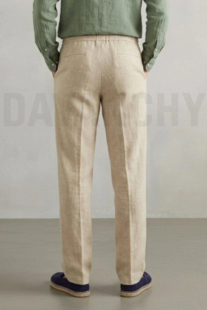 Stylish cream linen pant for men –Back