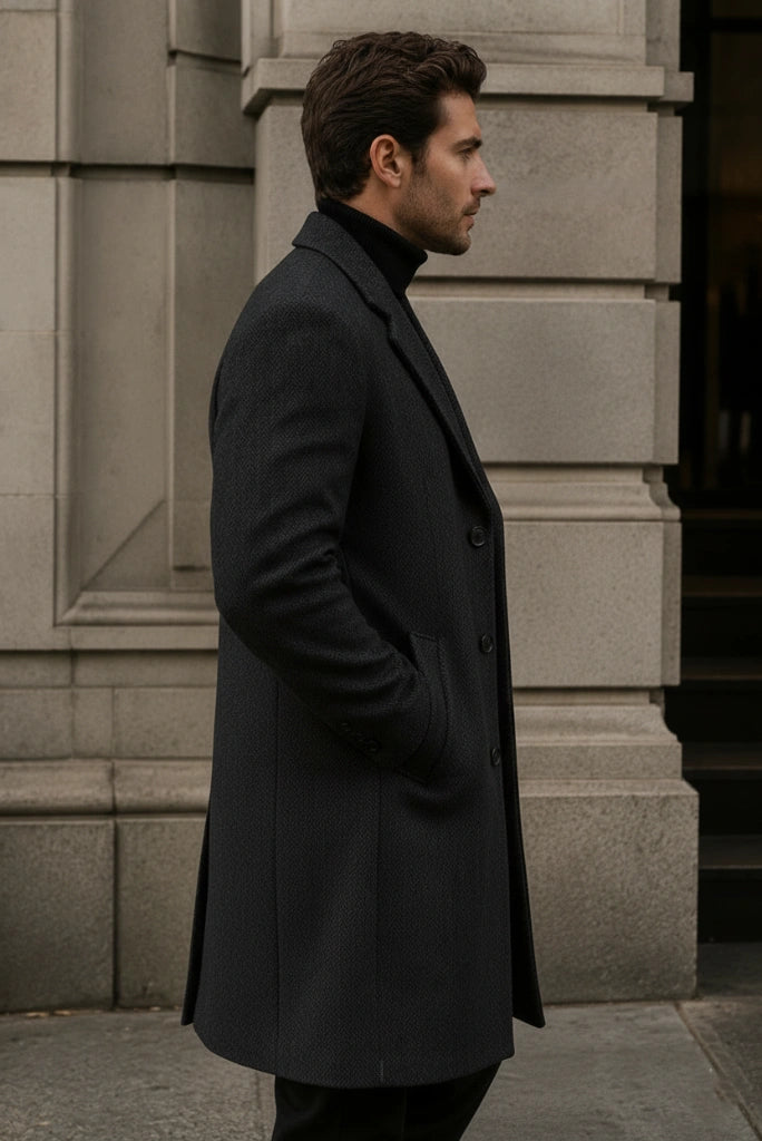Formal Winter Outerwear Trench Coat-Side
