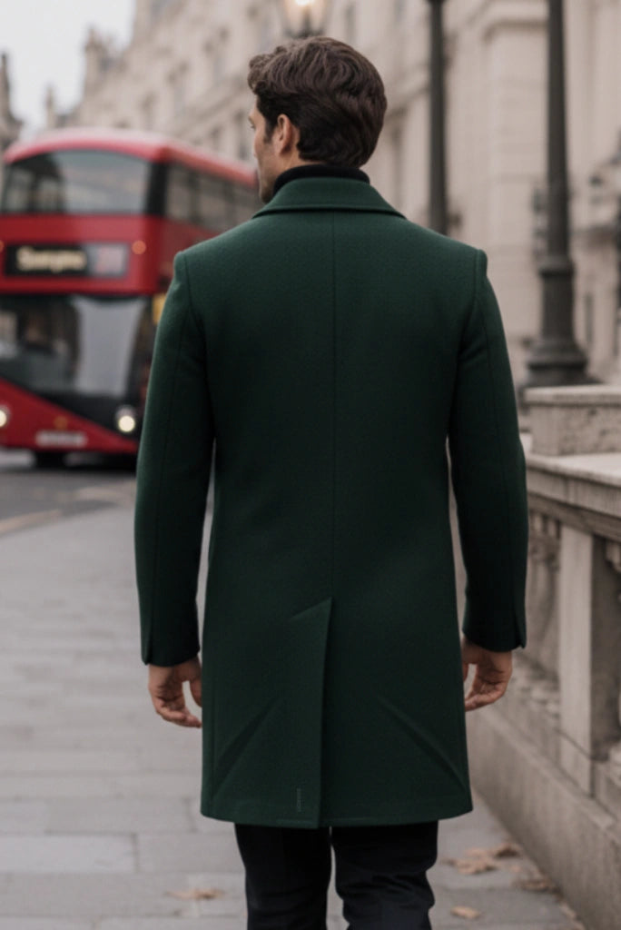 Men Premium Tweed Trench Coat Back