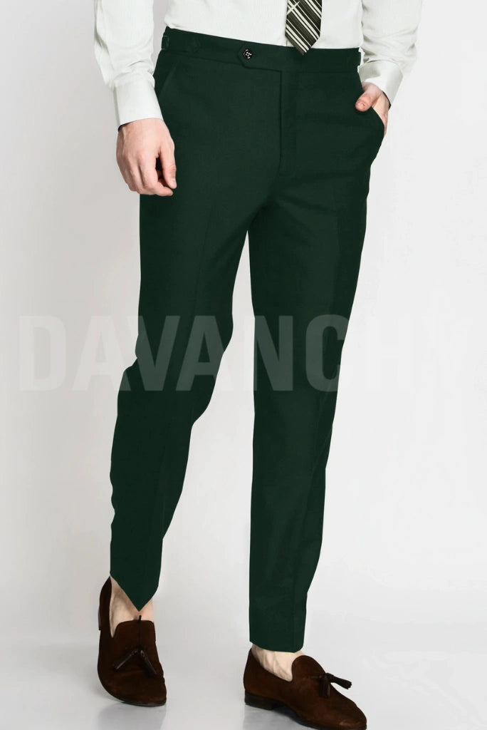 Men Emerald Green Readymade Pant-Front
