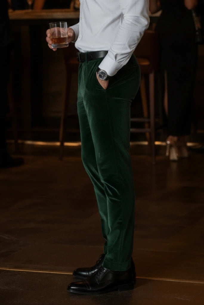 Men velvet formal trousers-Side