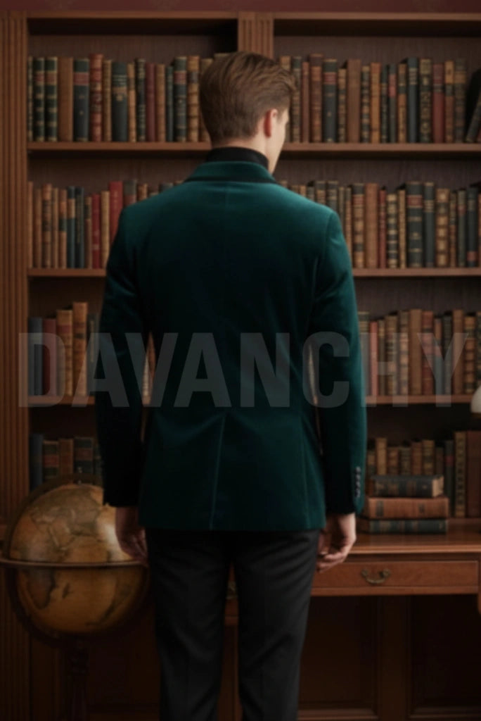 Emerald Green Dinner Jacket for Men-Back