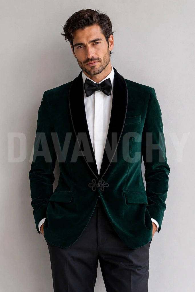 Men Premium Emerald Green Formal Blazer-Front