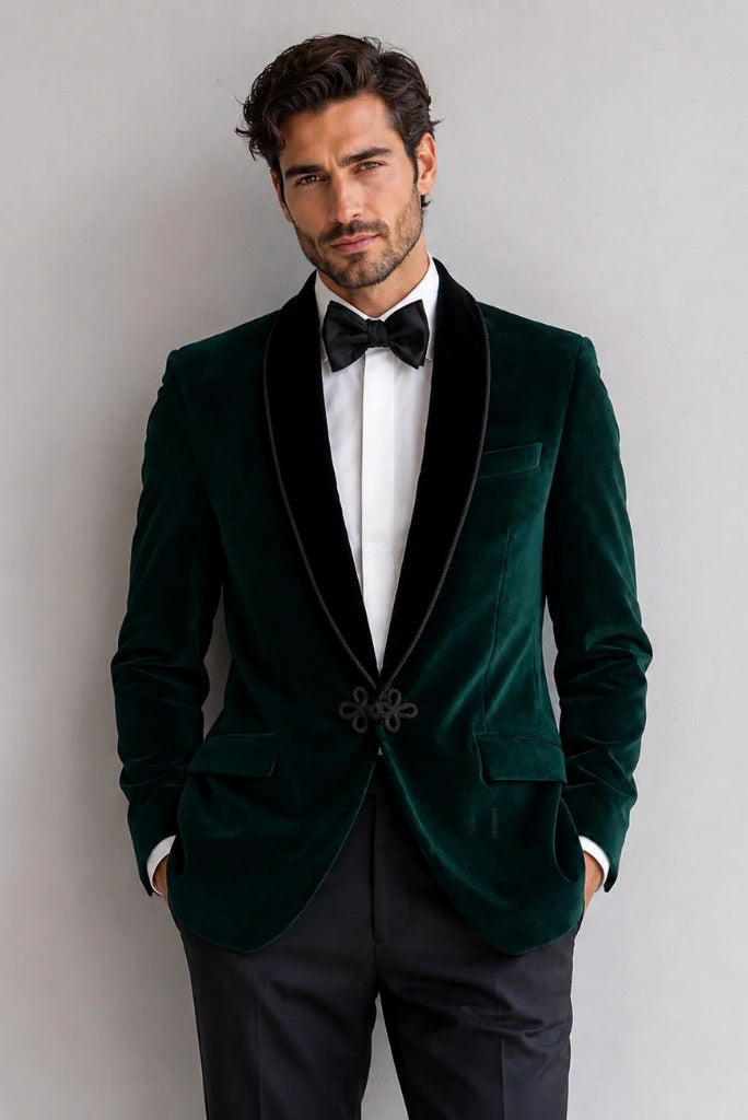 Stylish Emerald Green Evening Jacket for Men-Front
