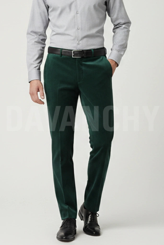 Men Emerald Green Formal Pant-Front