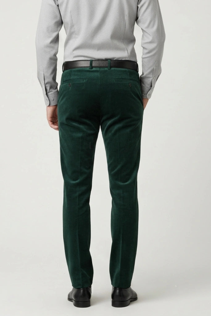 Premium Emerald Green Formal Velvet Pant for Men-Front