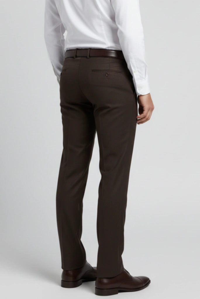 Classic Brown Formal Pant for Men Dress Trouser-Back