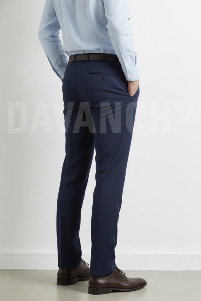 Men Navy Blue Business and Office Wear Formal Pant Ready to Wear