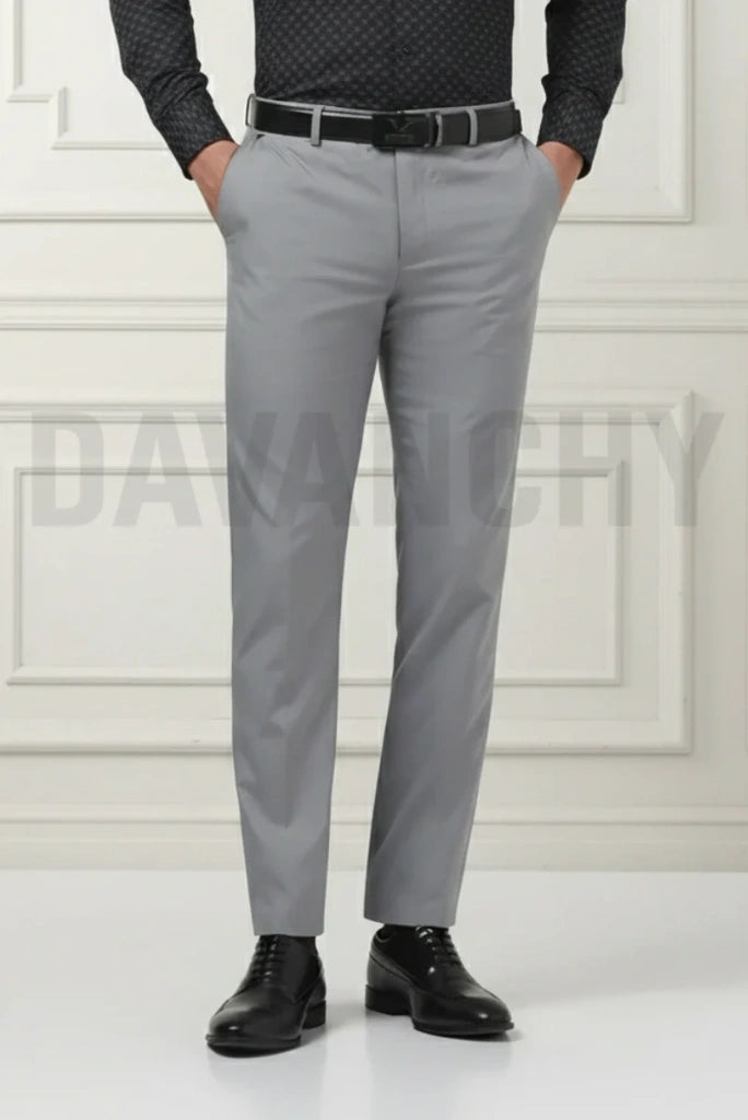 Men Grey Formal Pant Office Wear-Front