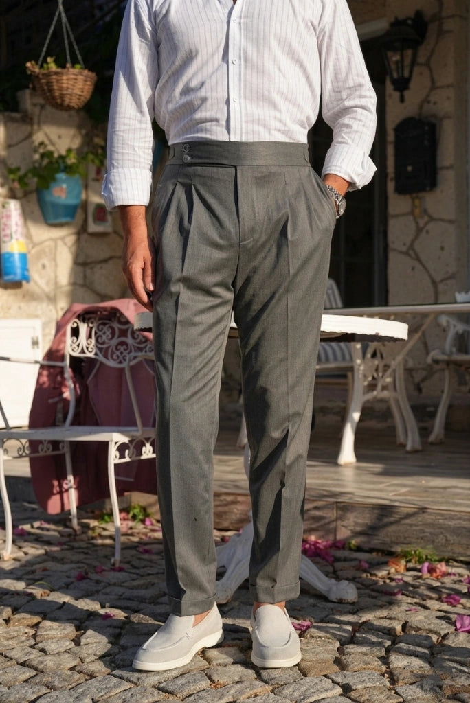 Men Grey Gurkha Formal Pant-Front