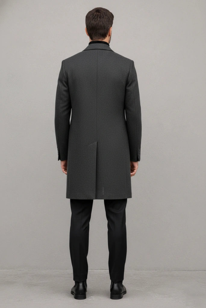 Men's Long Grey Coat-Back