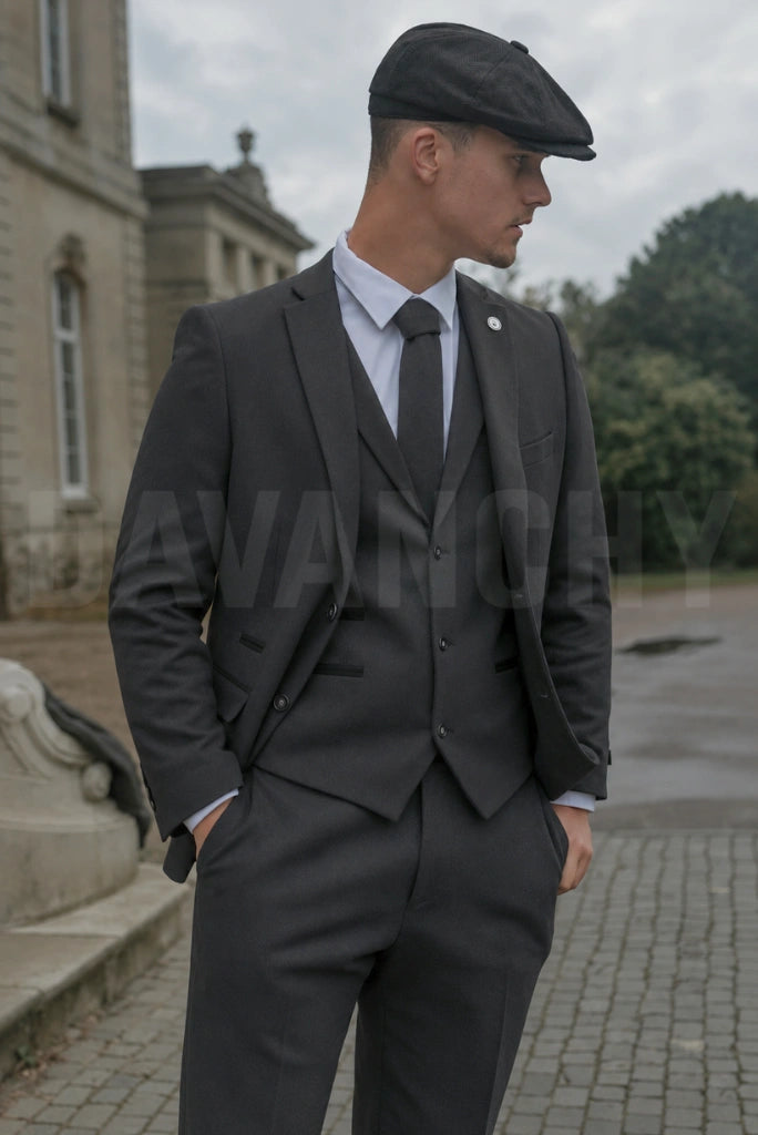 Men Dark Grey Formal Blazer-Front
