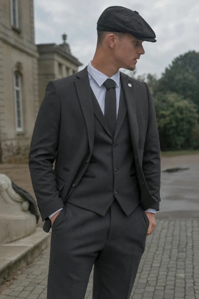 Grey Tweed Coat for Men-Front