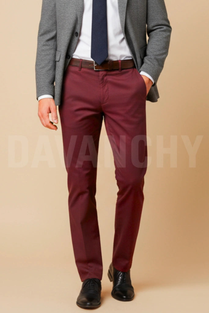 Men maroon formal trouser-Front