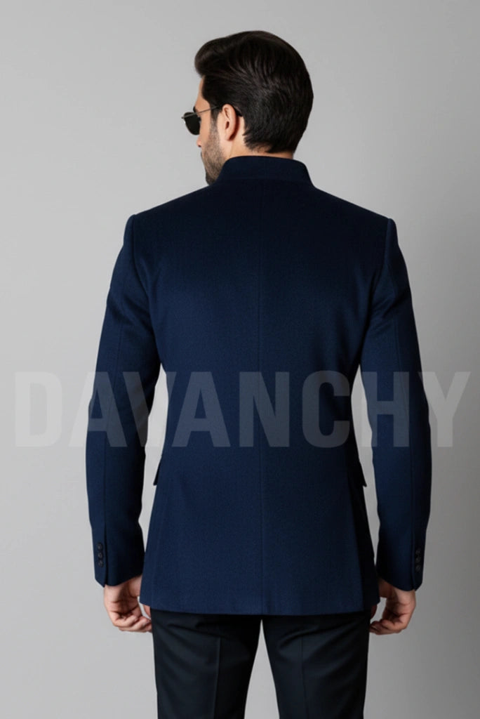 Navy Blue Formal Bushcoat Design-Back