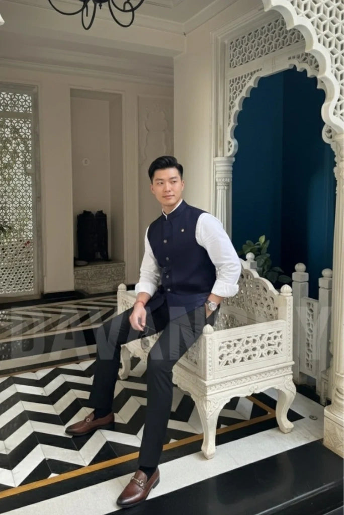 Traditional wedding wear sleeveless coat men-Side