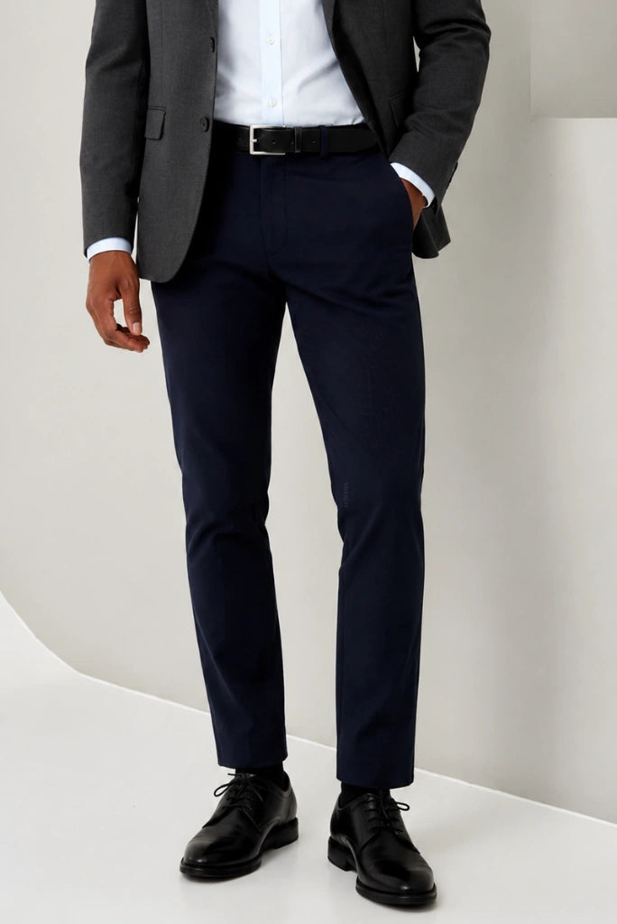 Men Navy Blue Formal Readymade Pant-Front