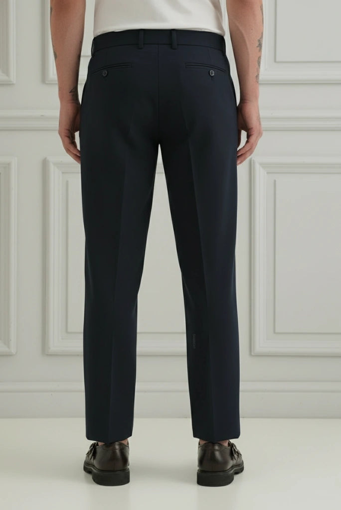 Navy Blue Gurkha Trousers for Men-Back