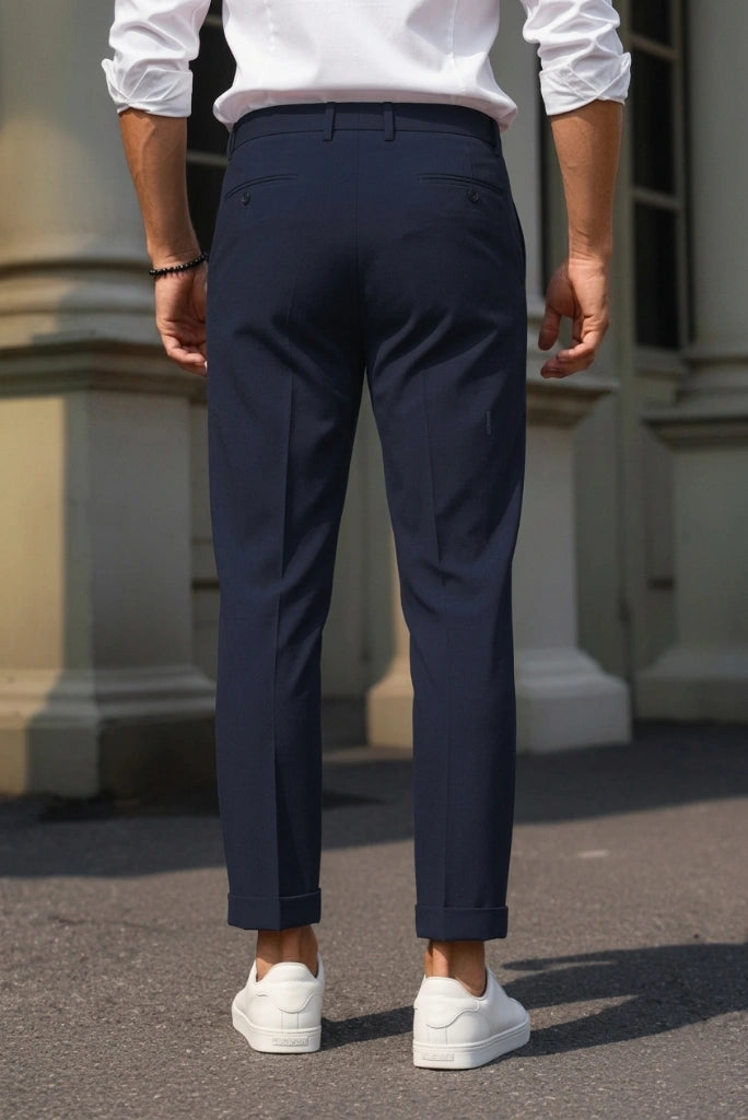 Navy Blue Gurkha Pant for Men-Back