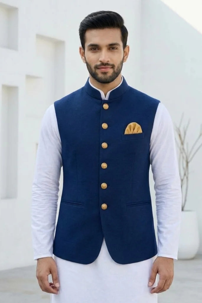 Men's Navy Blue Formal Jacket-Front