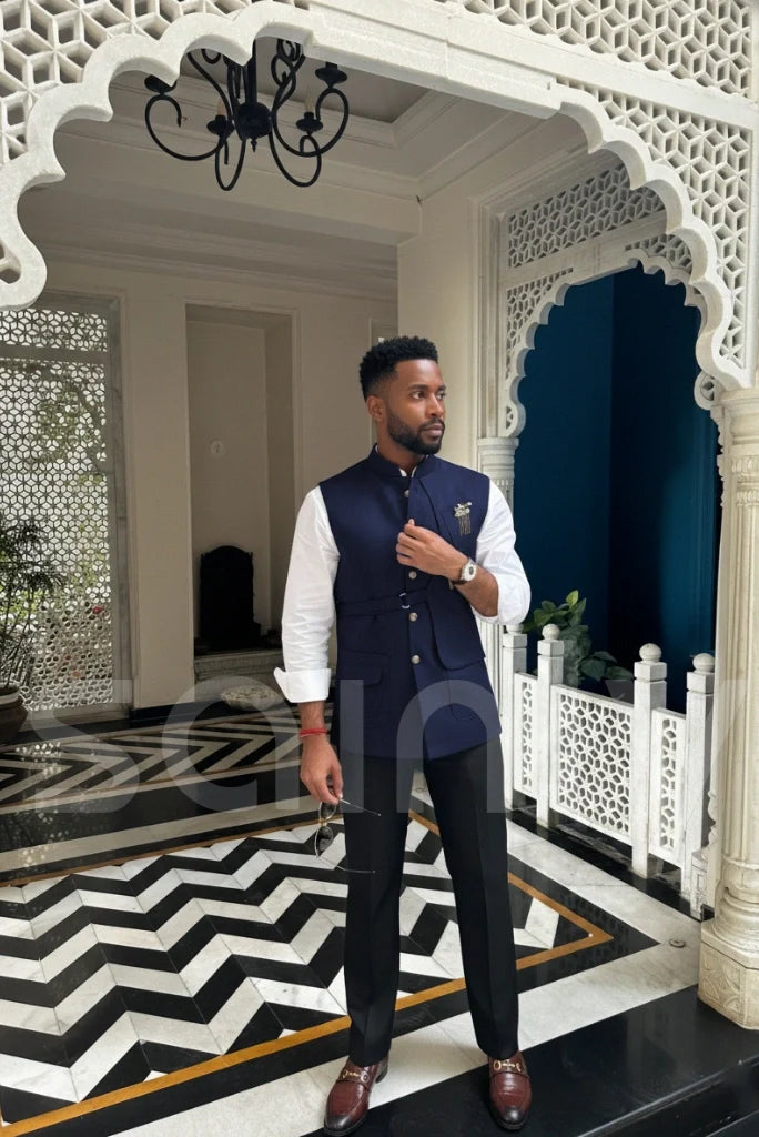 Men nehru modi jacket for formal wear-side