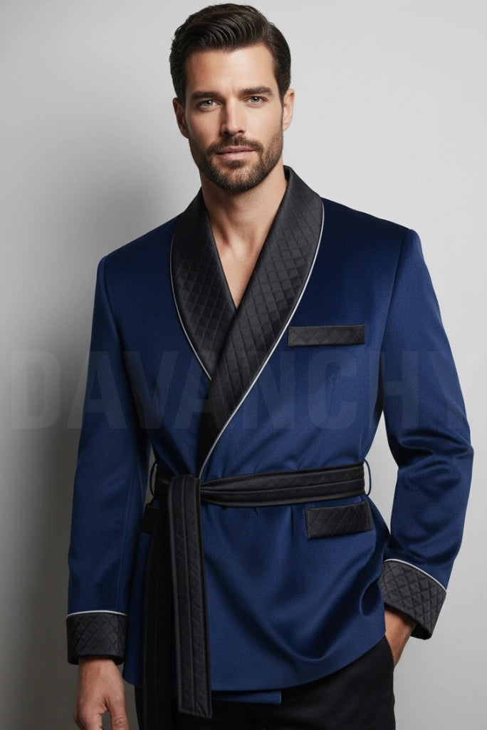 Elegant Shawl Lapel Design Smoking Jacket-Front