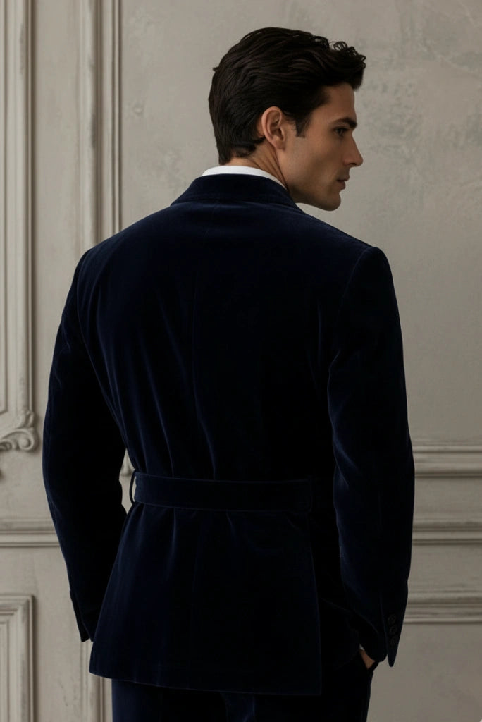 Premium Dark Blue Smoking Jacket for Men