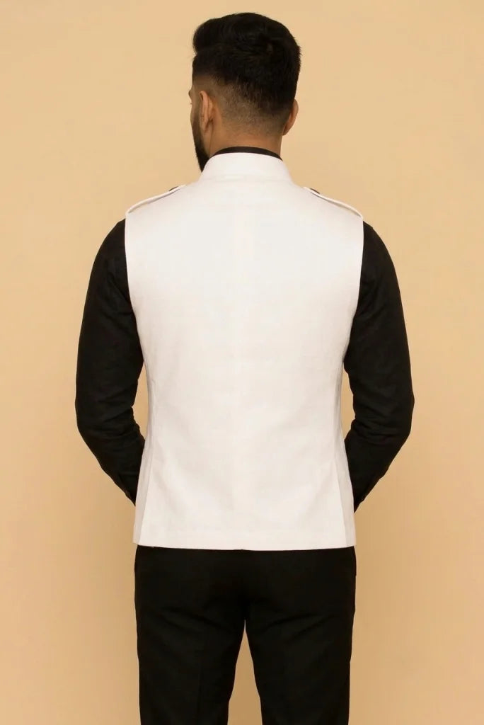 Off White Safari Style Coat For Men – Back 
