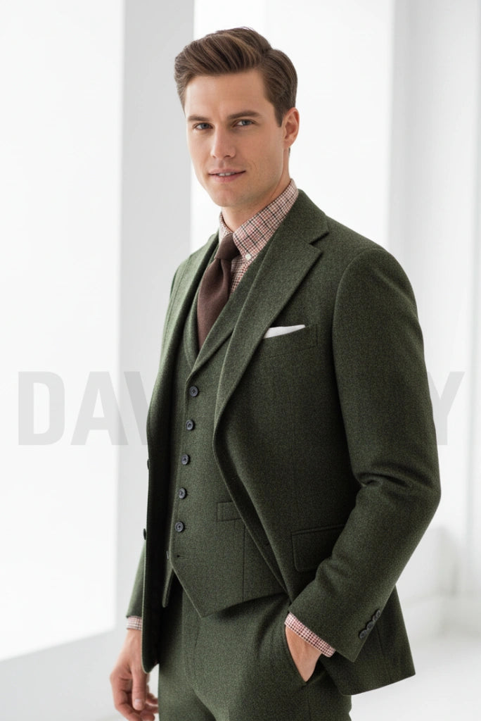 Premium Winter Tweed Coat Men-Side