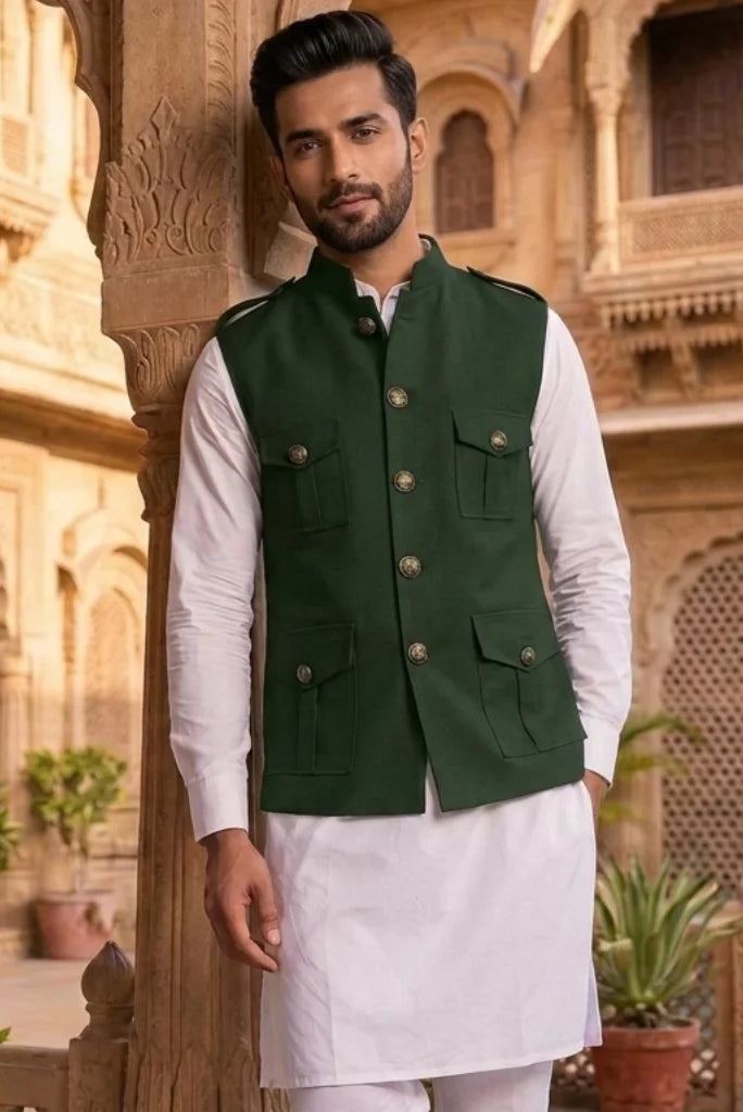 Elegant Olive Green  Jacket for Men – Front