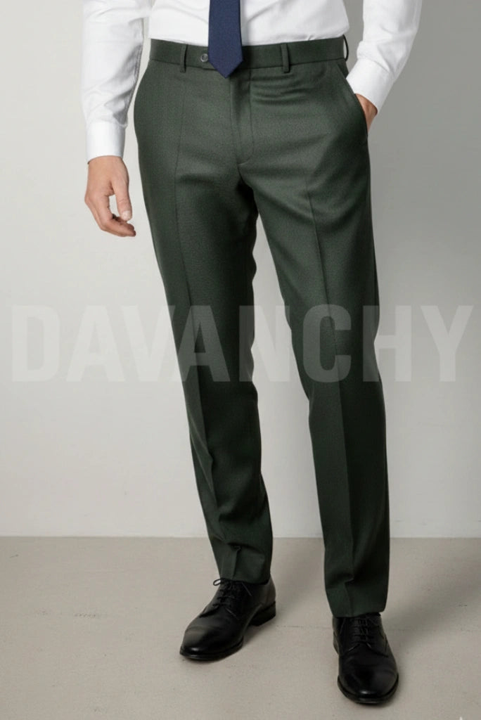 Men olive green formal pants-Front