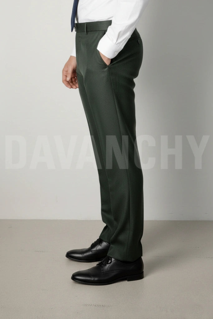Olive green regular fit trousers-Side