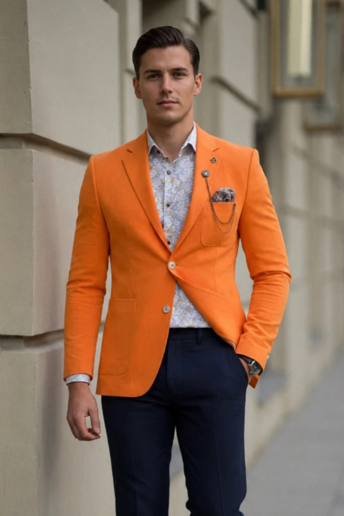 Men Premium Orange Formal Blazer-Front