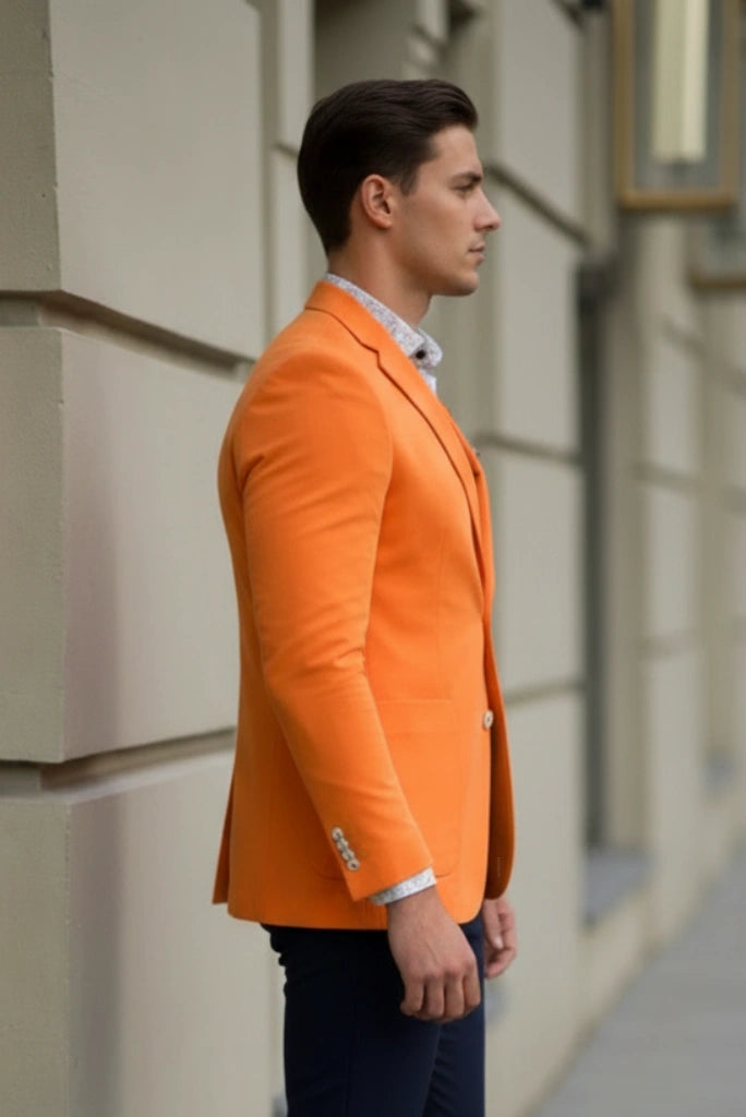 Stylish Orange Blazer for Men-Side
