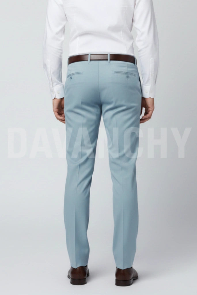 Slim fit blue office wear pant-Back