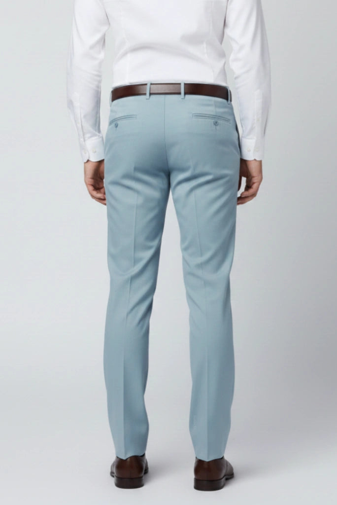 Premium Sky Blue Formal Ready Made Trouser-Back