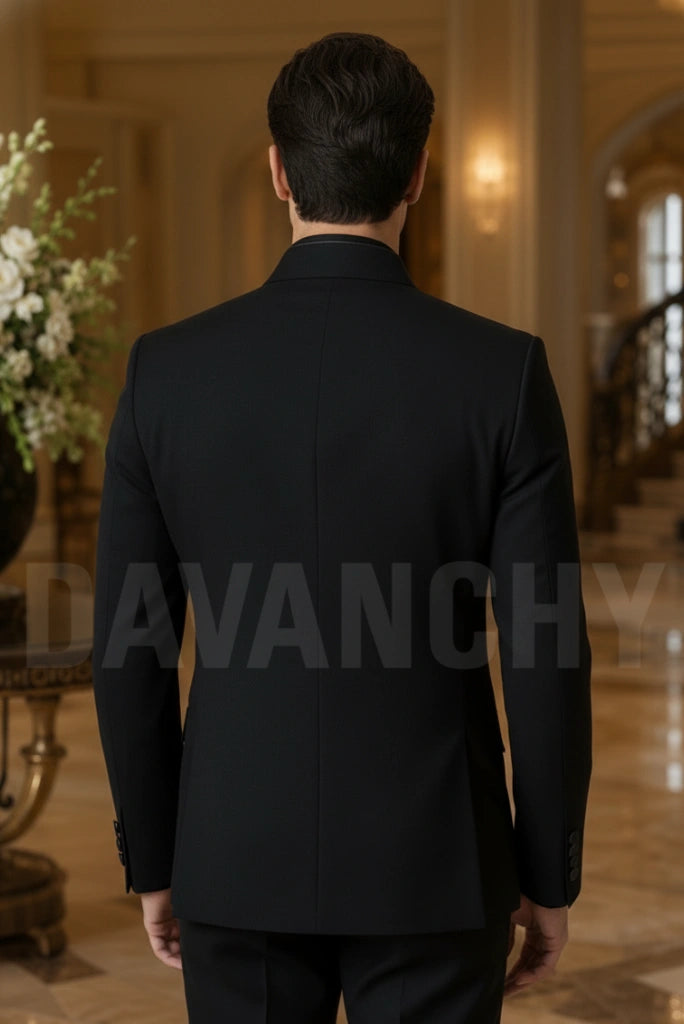 Royal black reception wear coat-Back