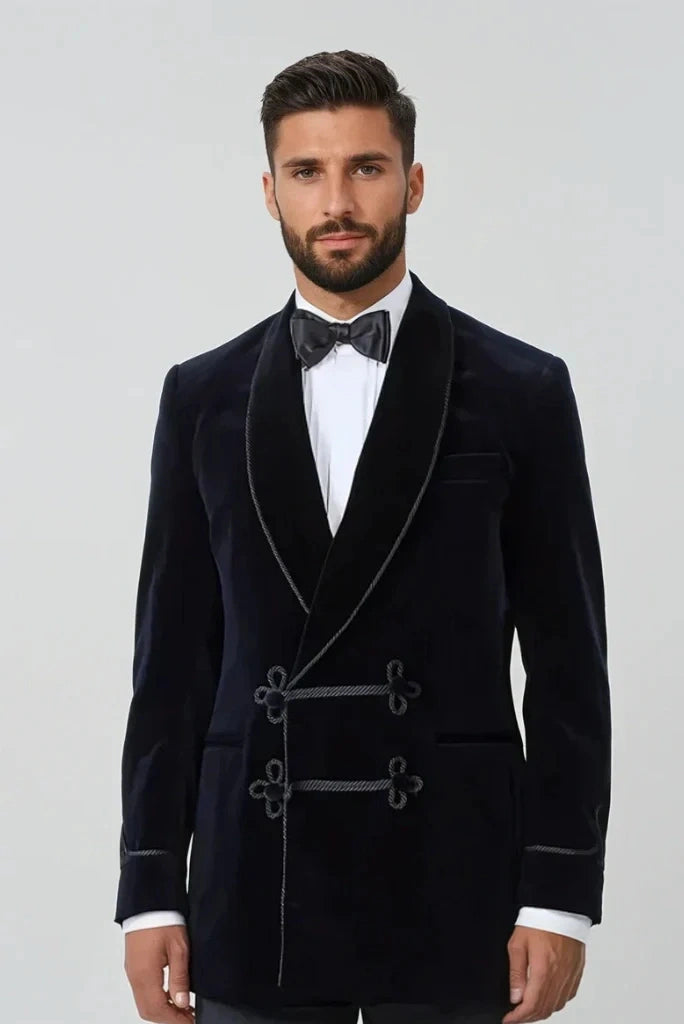 Men Navy Blue Dinner Jacket-Front