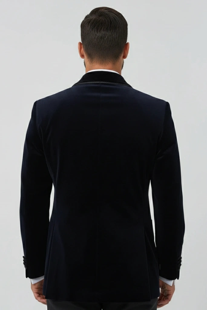 Navy Blue Formal Evening Coat-Back