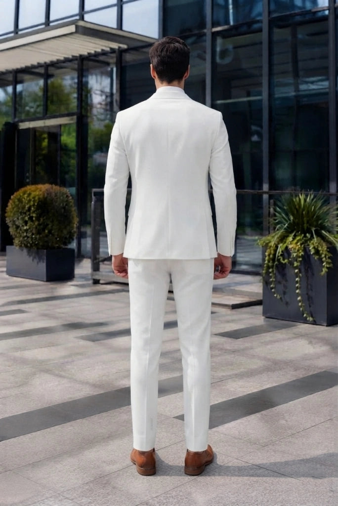 White Wedding Suit Men-Back