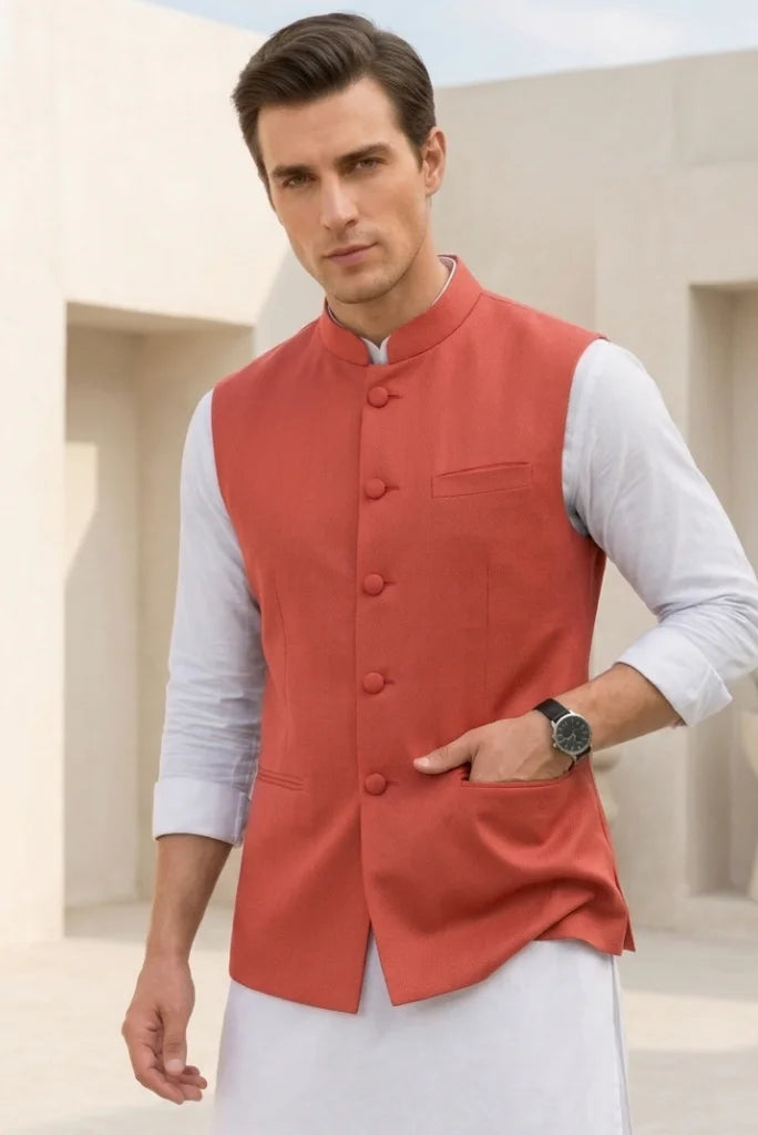 Men Ethnic Wear Jacket Full Front 