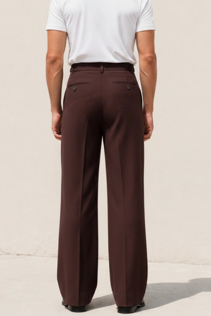 Formal Rust Flared Bootcut Trousers-Back