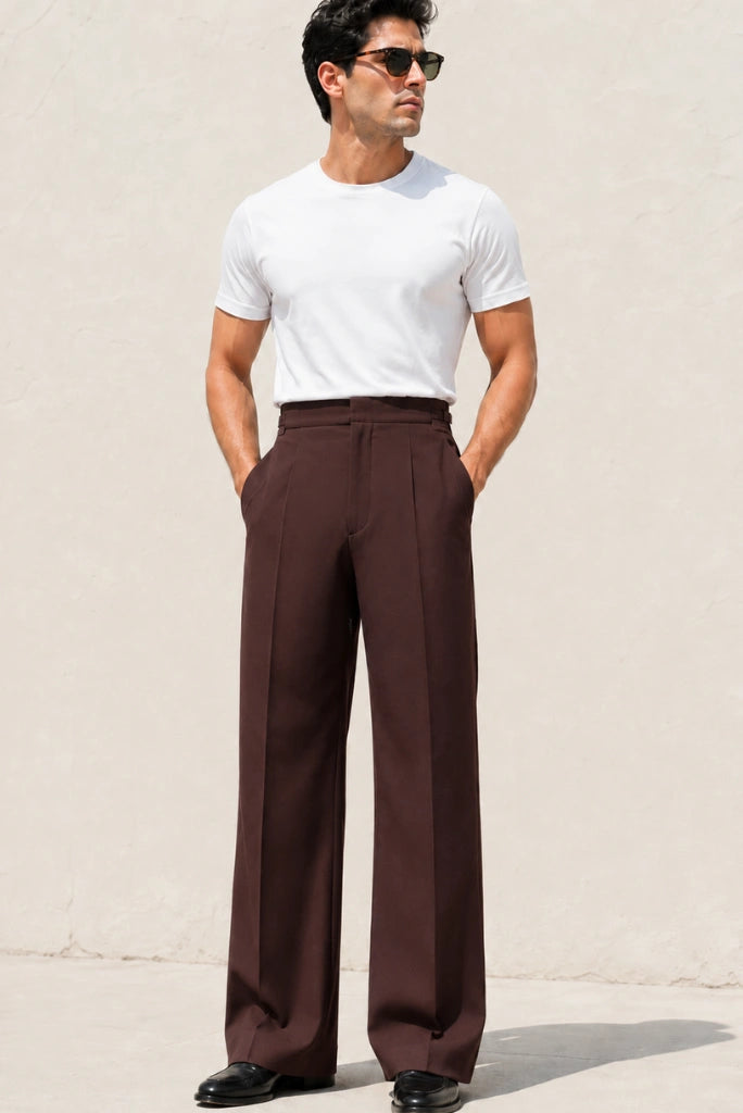Men Rust Formal Bootcut Pant-Front